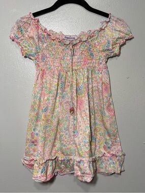 Girls' Pink Paisley Smocked Peasant Top